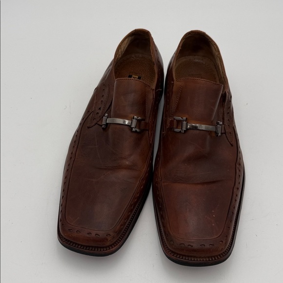 Stacy Adams Dark Brown Leather Slip-On Loafers mens .11M casual office event Y2K